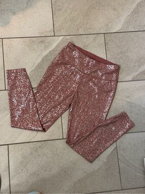 Sweaty Betty Rose and Silver Metallic Leggings